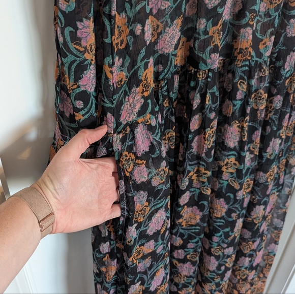 Free People Black See It Through Maxi Dress sz L **no slip included** - Picture 4 of 7